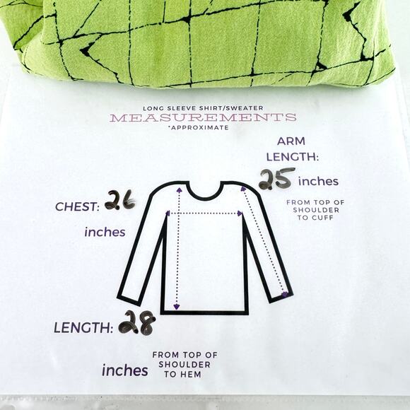 Ali Miles Womens Button Shirt Top Size 1X Artsy Office Geometric Flowy Green - Picture 7 of 7